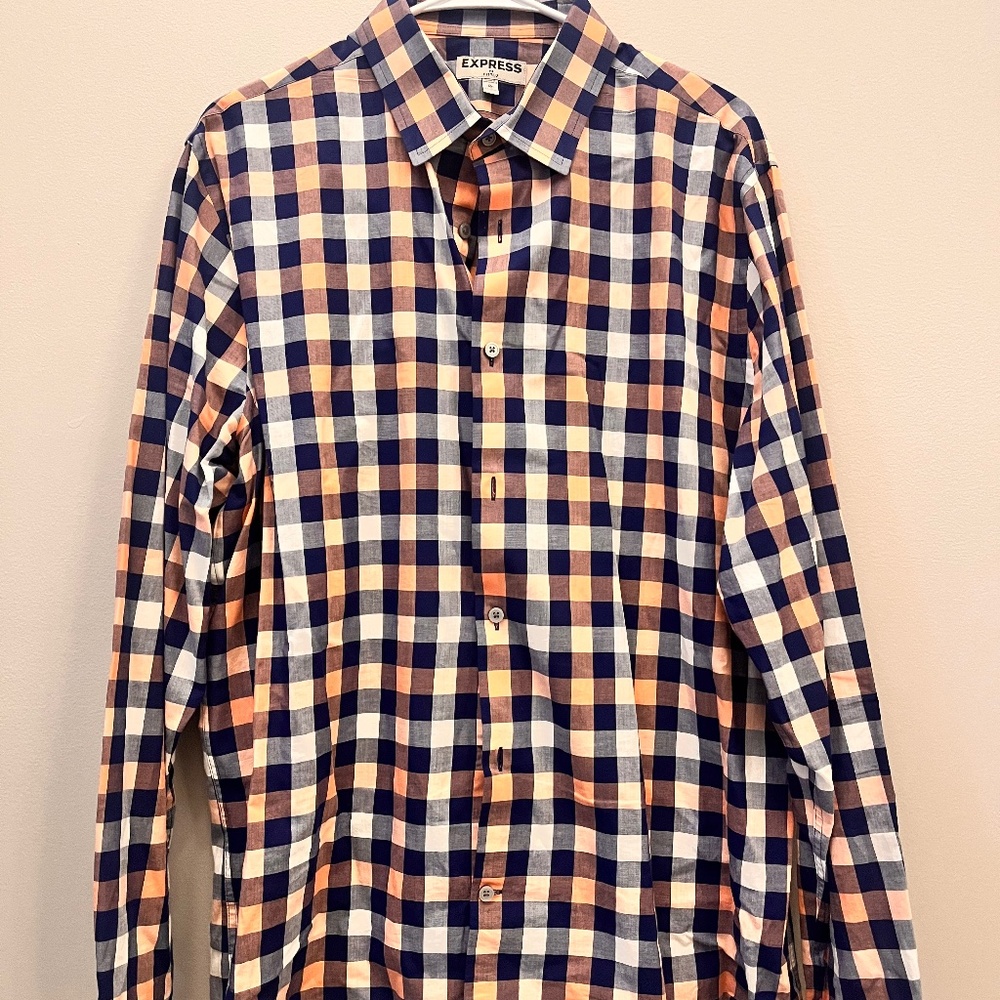 Express Mens Fitted Collared Dress Shirt Size XL